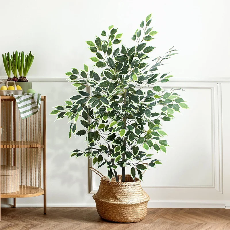 Albero di ficus artificiale da 70 pollici, pianta da pavimento finto, foglie di banyan in plastica, albero di simulazione per la decorazione esterna