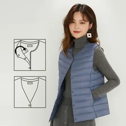 Women Sleeveless Vest New 90% White Duck Down Female Slim Warm Inner Ultra Lightweight Packable Down Liner Jackets