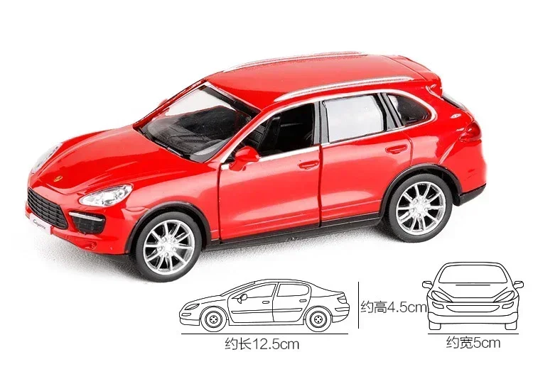 1:36 Porsche Cayenne SUV Diecast Pull Back Model samochodu Wysoka symulacja Wykwintna matowa metalowa limuzyna do stylizacji samochodu