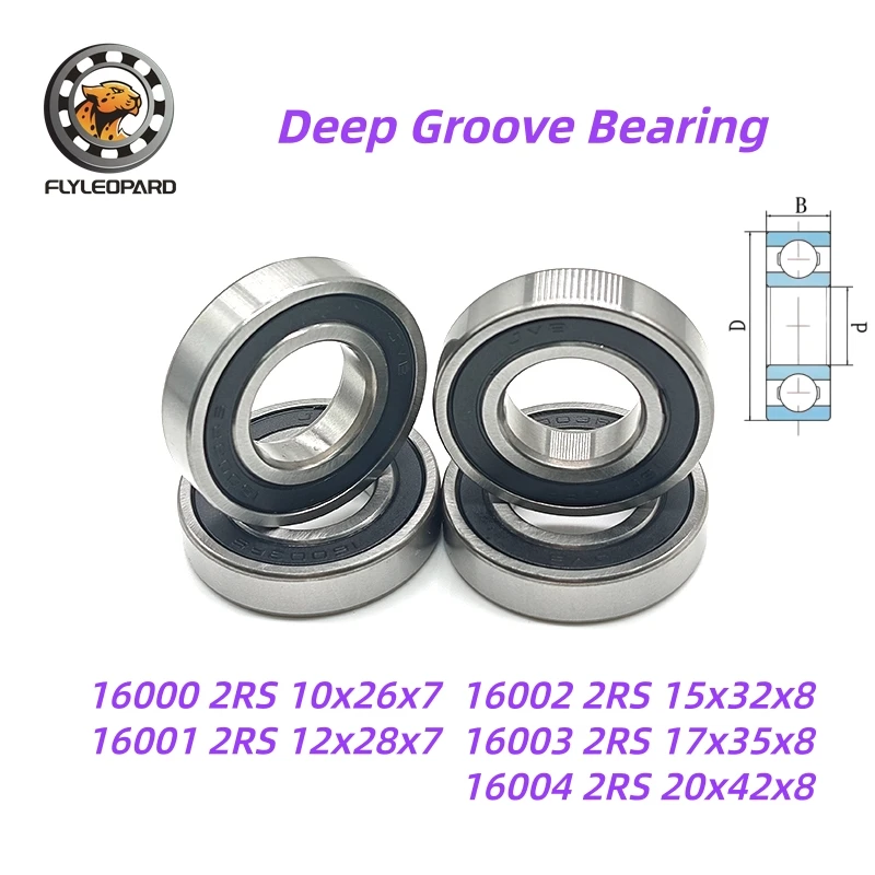 16003 2RS Deep Groove Ball Bearing 17x35x8 16003-2RS,  10x26x7 16000 2RS, 12x28x7 16001 2RS,  15x32x8 16002 2RS  ABEC-7