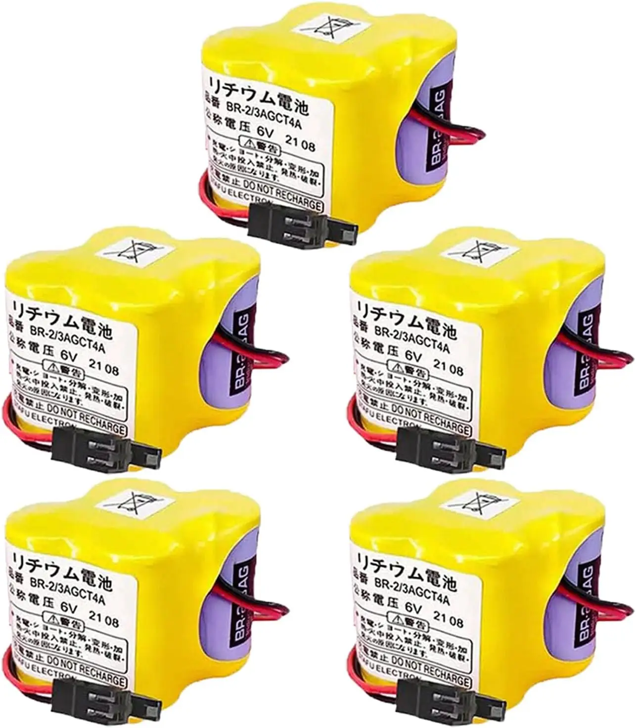 

(5 шт.) Аккумулятор ПЛК BR-2/3AGCT4A 6 В для системы ЧПУ FANUC A98L-0031-0025 (черный разъем)