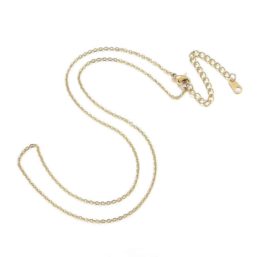 

10pcs PVD Vacuum Plating 304 Stainless Steel Cable Chain Necklace for DIY Jewelry Making Real 18K Gold Plated 16.14 inch(41cm)