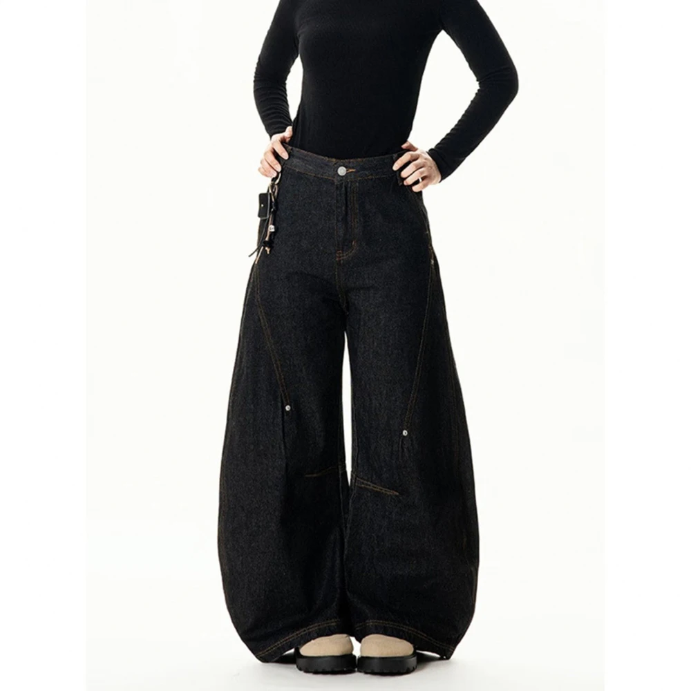 

Новые зимние мужские джинсы с изогнутыми штанинами, однотонные, в американском ретро-стиле, модные, трендовые, уличные, в стиле хип-хоп, повседневные, свободные, нишевые мужские брюки