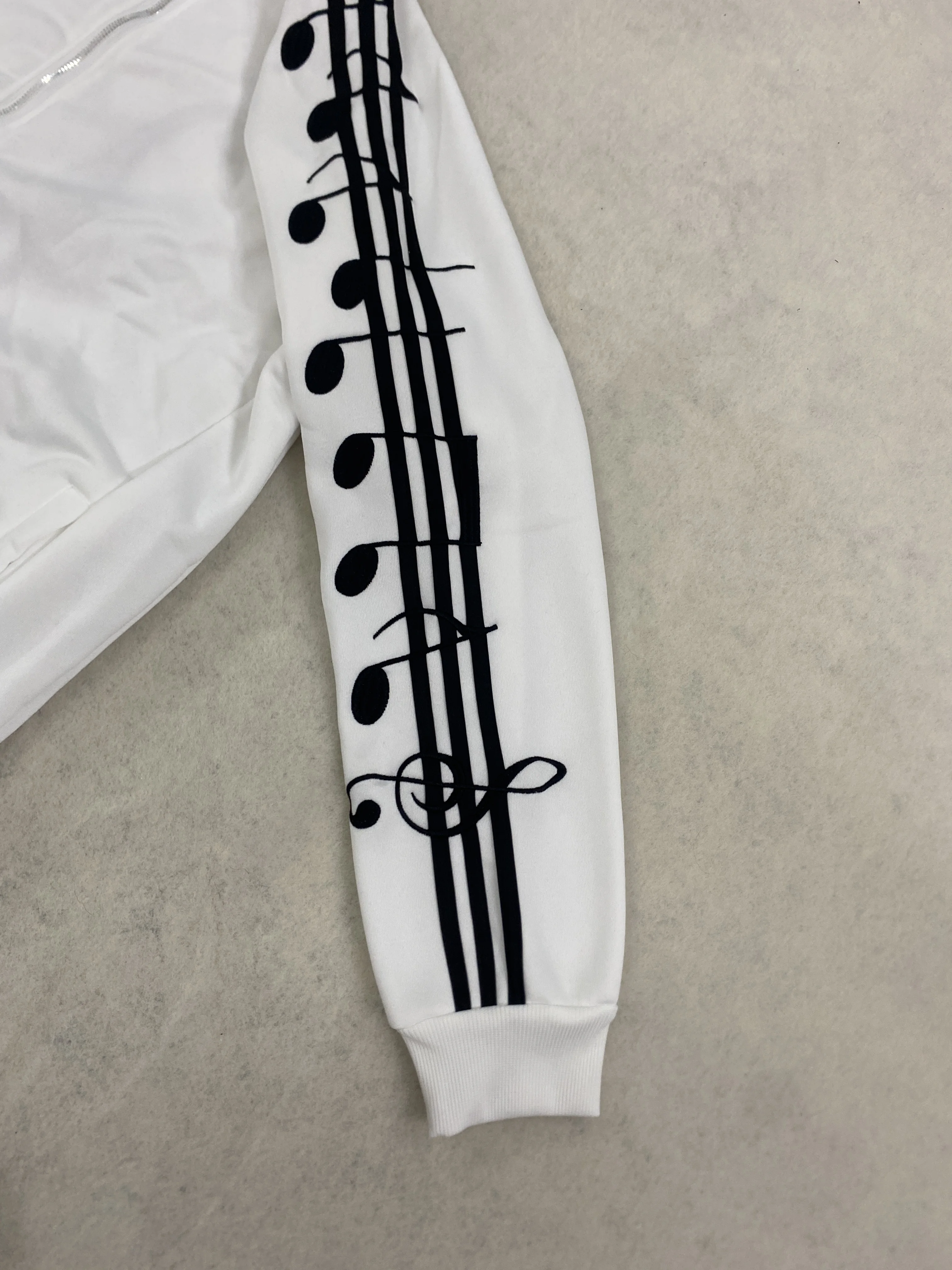 Herren Trainingsjacke mit Musiknoten-Print, Raglanärmeln, Reißverschluss, Stehkragen, Y2K Streetwear, locker geschnitten, lässiger Sport-Baseballmantel – Detail 7