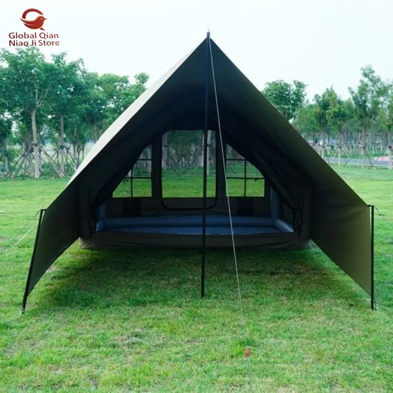 7.0 Square Meters 600D Thickened Oxford Fabric Outdoor Inflatable Tent Windproof Rainproof with Ground Beams for Camping