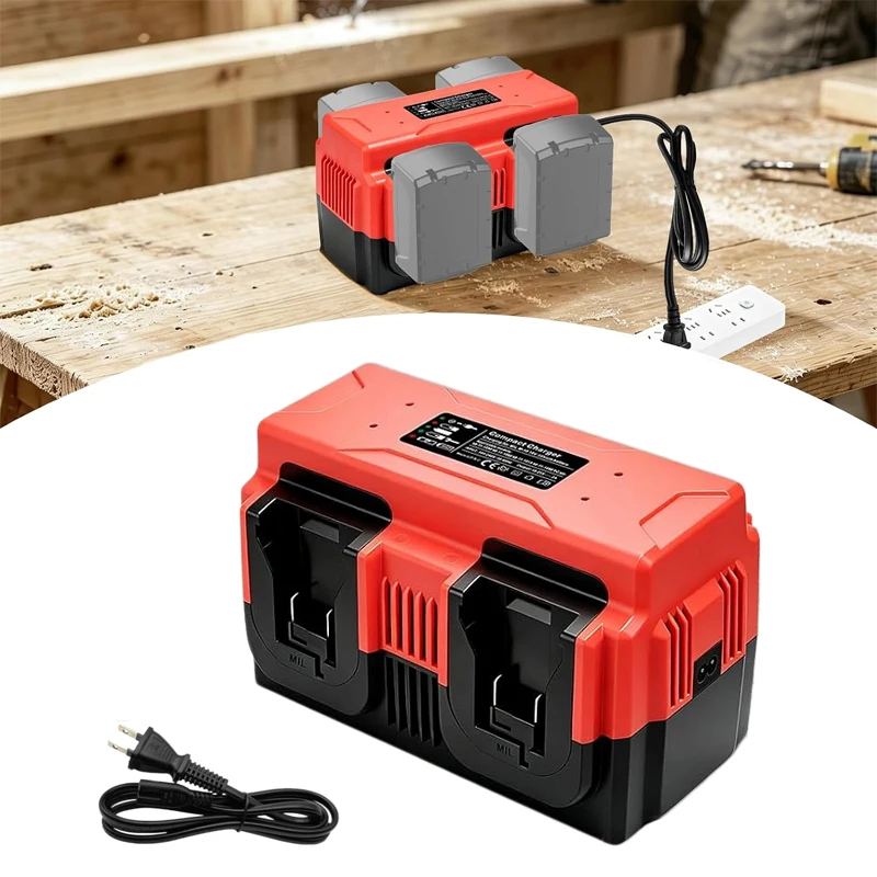 4-Port Battery Charger Station For Milwaukee 18V Lithium Battery 2.0A Fast Charge with LED Charge Indicator for 48-11-1850