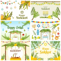 Happy Sukkot Backdrop Sukkah Jewish Religious Holiday Celebrate Festival Party Decor Customized Background for Photography Props