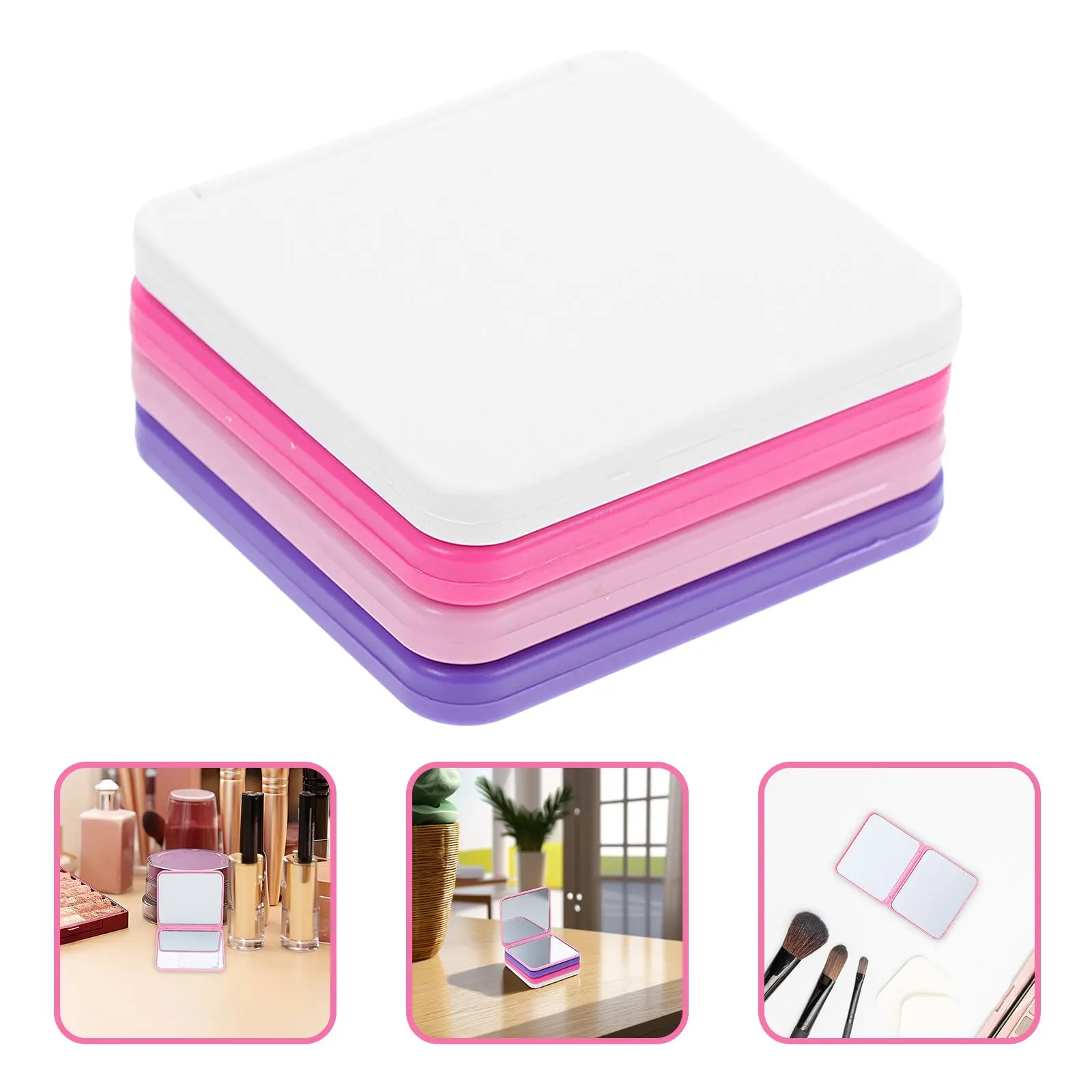 Espejo de maquillaje portátil de alta definición, Mini tocador de viaje plegable de doble cara, accesorios de mano para mujer, compacto de bolsillo, 4 Uds.