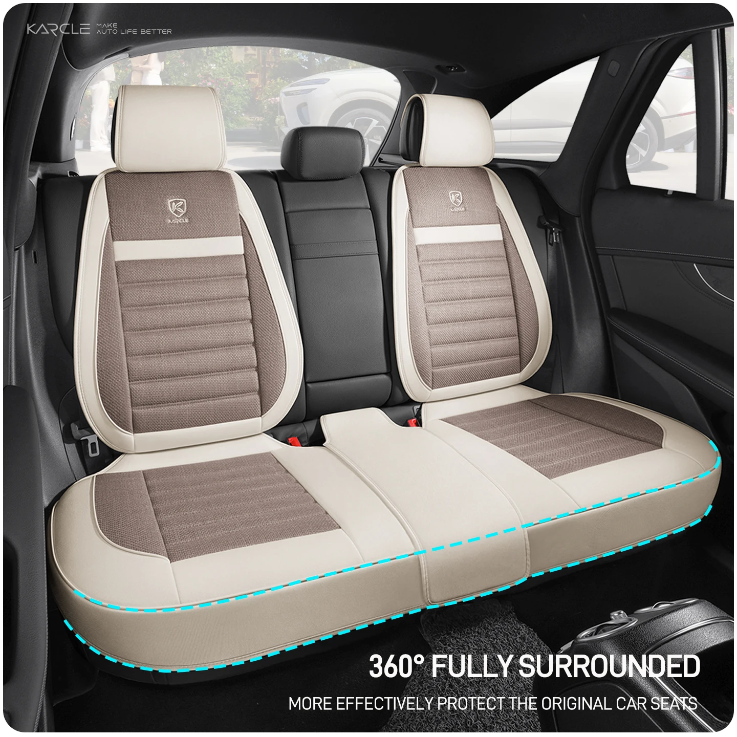 Breathable Linen Car Seat Cover Summer Cool Car Seat Cushion Set Wear-Resistant Protector Pad Cover Car Interior Accessories