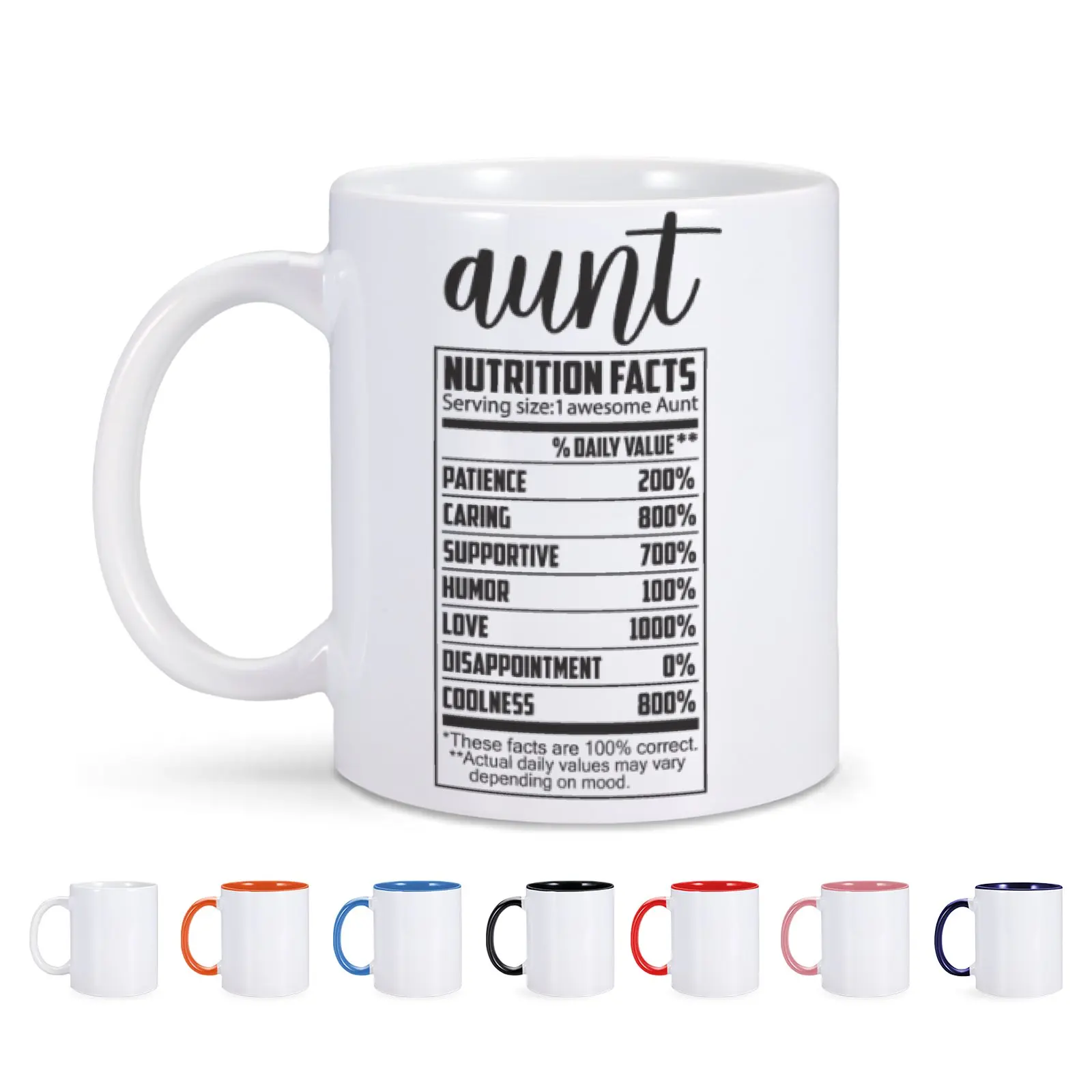 Aunt Nutritional Facts Mug Auntie Gifts Birthday Mothers Day Gifts for Aunt Auntie from Nephew Niece 11Oz Ceramic Creative Gift