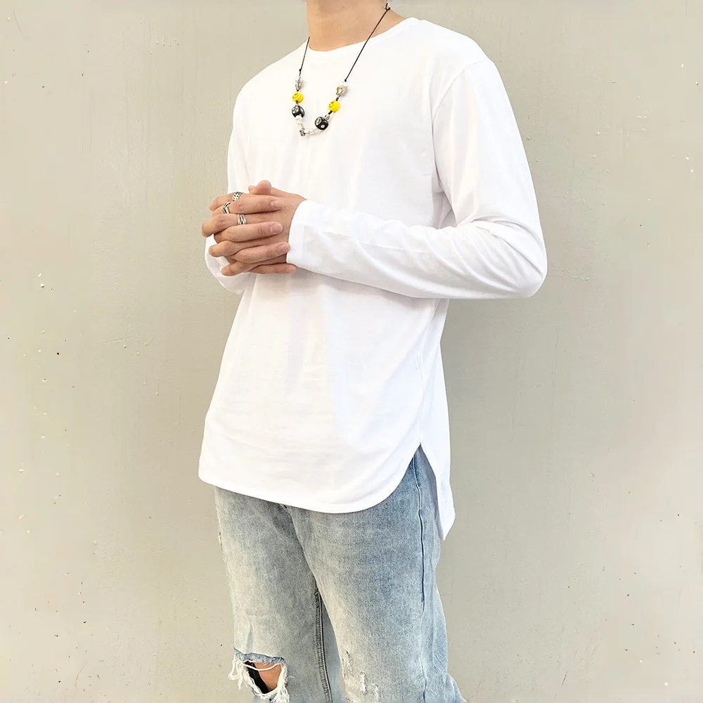 

Tide High Street спереди, короткая и задняя длинная однотонная нижняя рубашка с круглым вырезом, свободная футболка с длинными рукавами большого размера