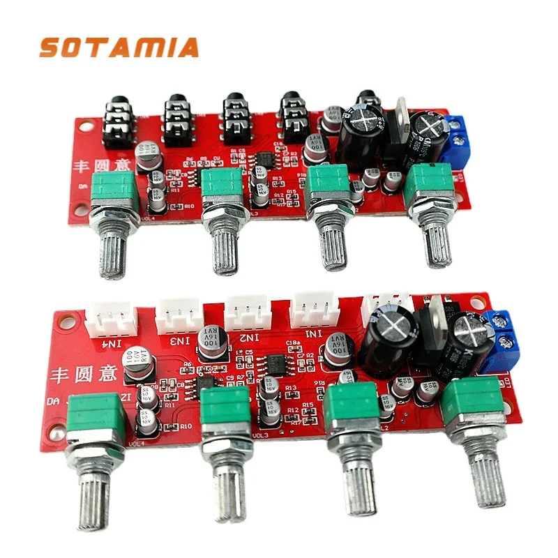 SOTAMIA NE5532 preamplificatore del segnale Audio Stereo Mixer di ingresso a 4 vie Audio controllo del Volume tono scheda preamplificatore suono fai