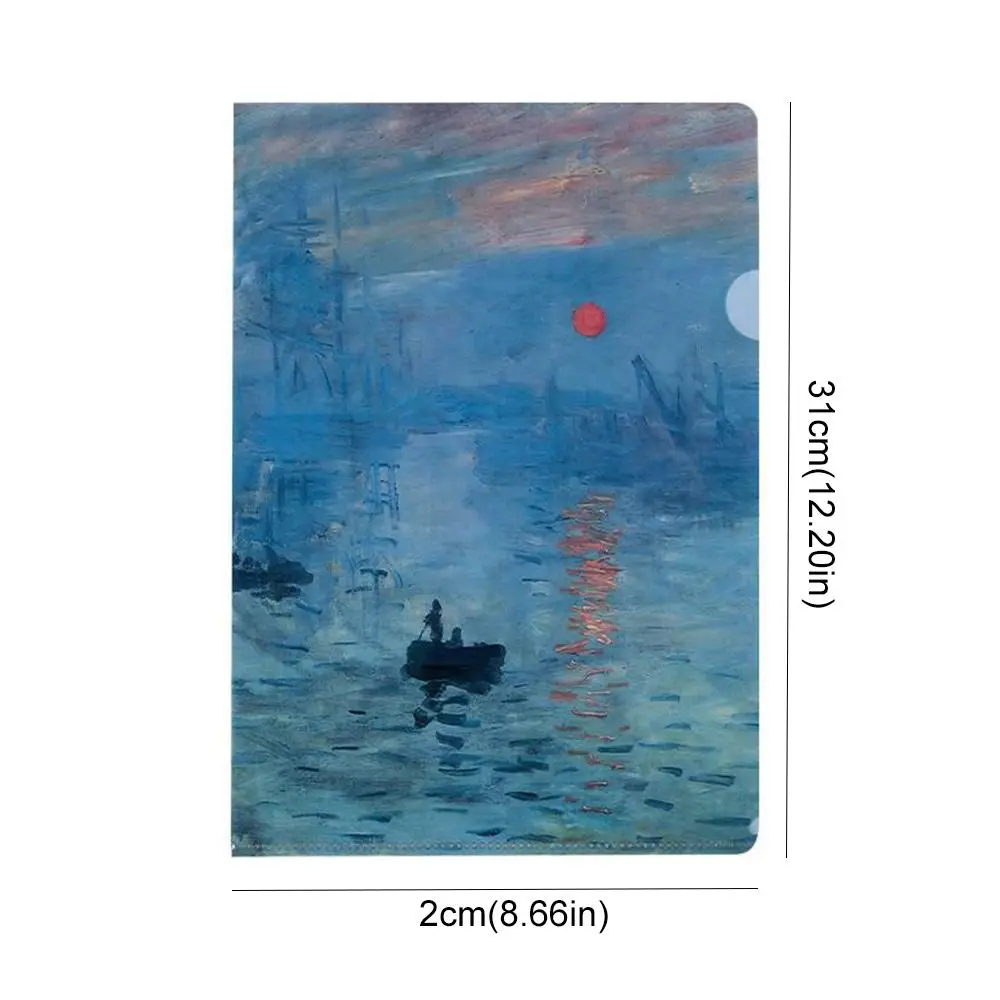 Presentation Folder L Shaped Folder Funny Storage Bag Famous Painting Series A4 File Folder Documents Paper Organizer Desktop