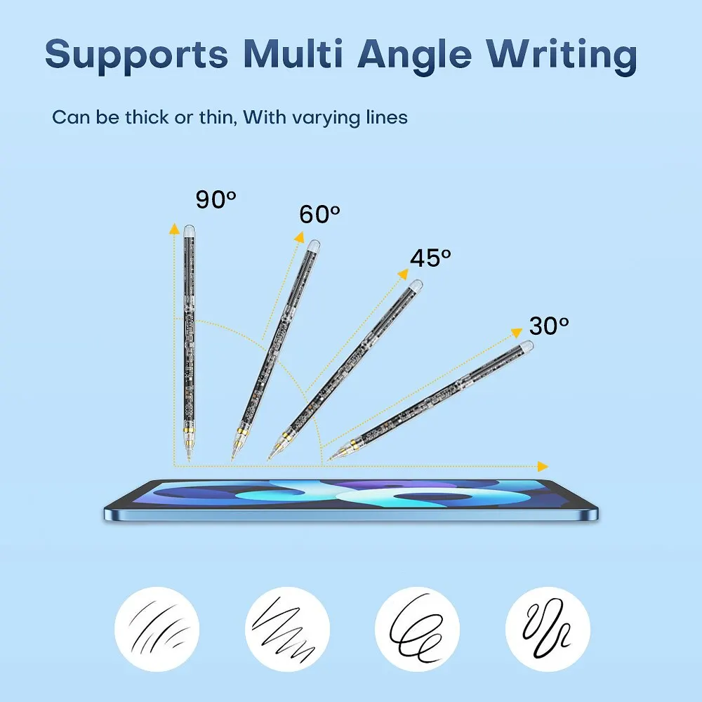ASOMETECH Transparent Gradient Touch Pen For Apple Pencil 2 iPad Pencil iPad Air Pro 11 12.9 Mini 6 Wireless Charger Stylus Pen