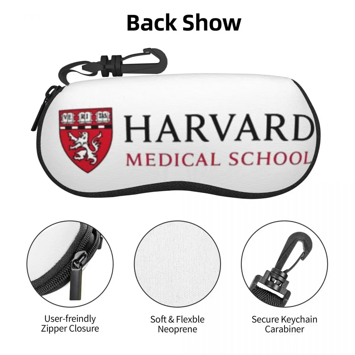 Harvard Medical School Shell Glasses Case, Protetora Sunglasses Box, Bolsa de óculos macios para homens e mulheres