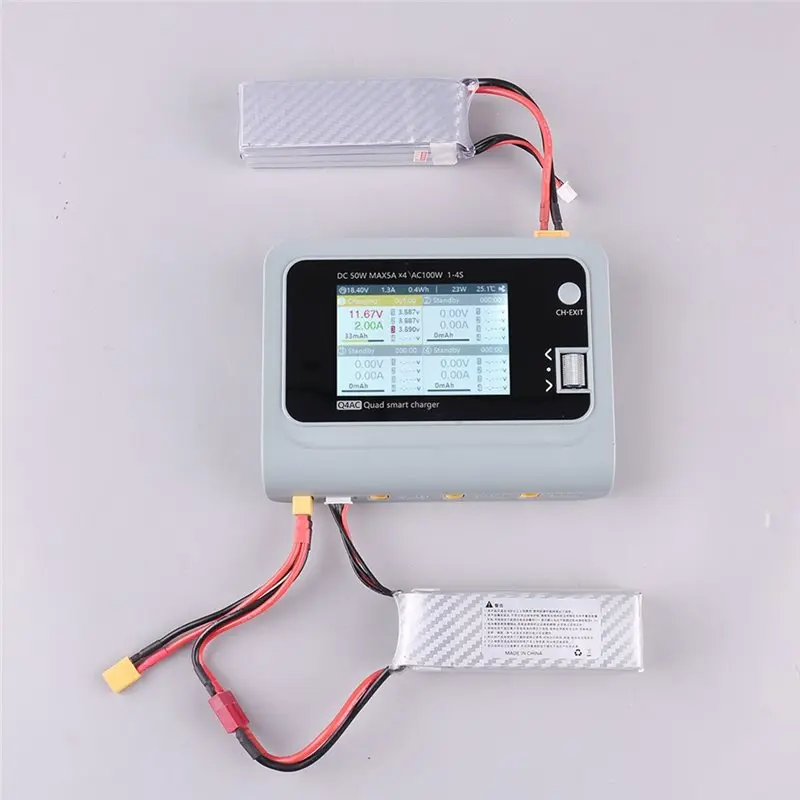 FEDI-3S Lipo Battery For RC Cars With XT60 And XT30 Adapters, 4-Port DC Smart Discharger, 4X50w, 5A, AC 100W EU Plug view 3