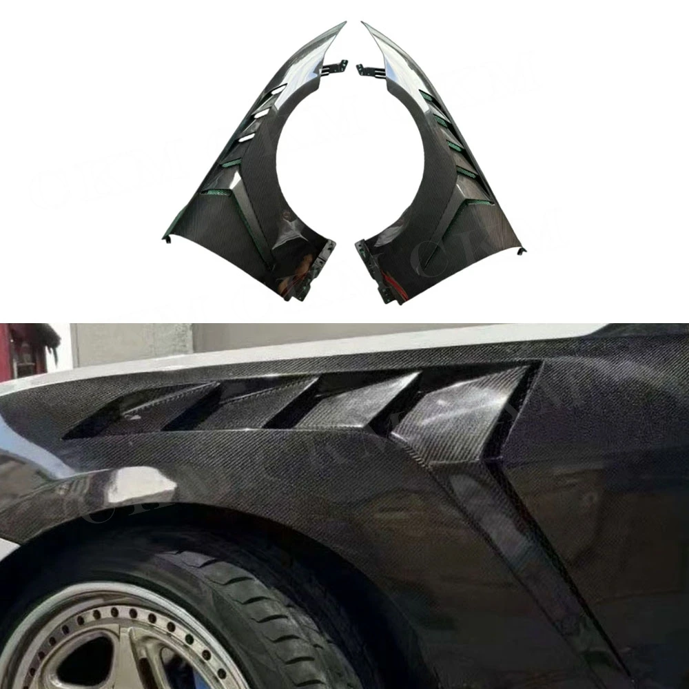 

CKMUUER Dry Carbon Fiber Car Fenders Protecter Front Side Fender Vent Panel Cover For Ford Mustang 2024+ Front Fenders
