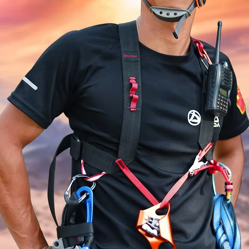 XINDA Camping Ascending Decive Shoulder Girdles Adjustable SRT Chest Safety Belt Harnesses Rock Climb Safety Protection Survival