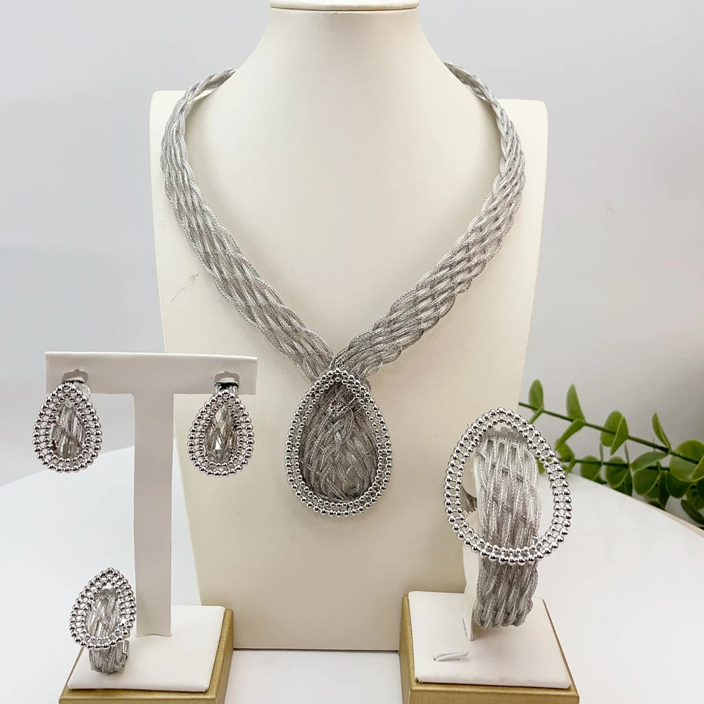 Brazilian Simple Style Big Bold Necklace Luxury Quality African Bride Jewelry Set For Women Party Gifts FHK29070