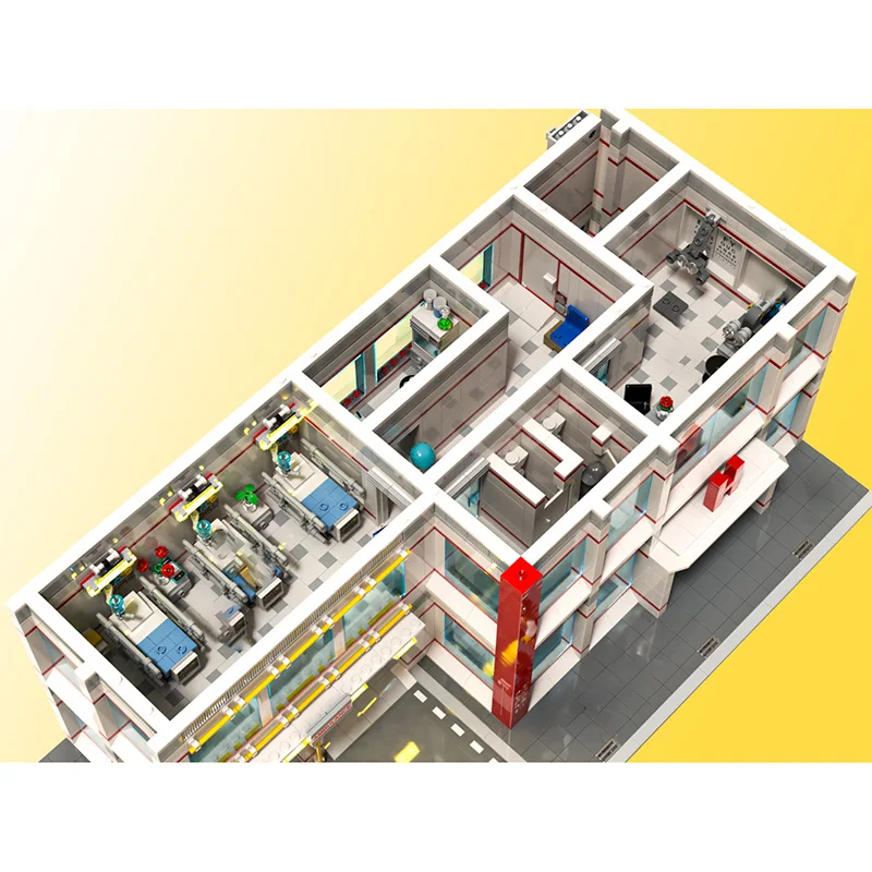 City Street View Moc Building Blocks General Hospital Modular Building Model Technology Bricks DIY Construstion Assembly ToyGift