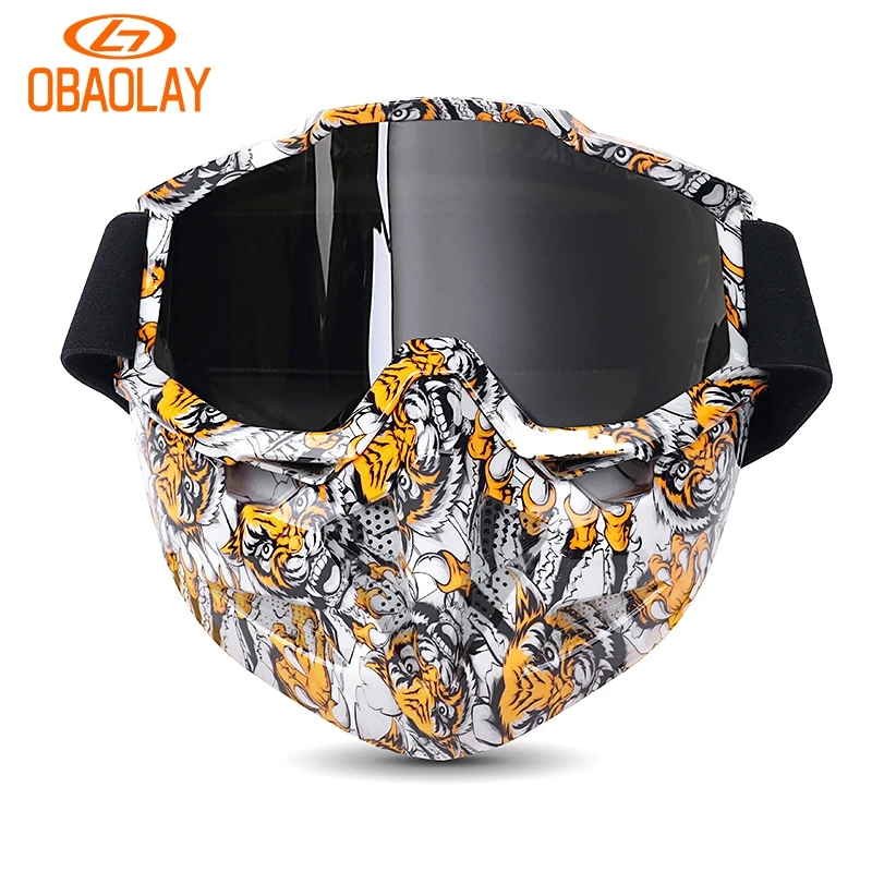 2026  Motorcycle Glasses Helmets Motocross Dedicated Collocation Motorcycle Goggles Face Mask Graffiti Masks