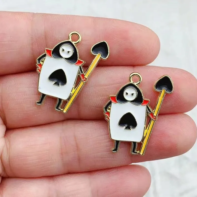 10pcs Enamel Alice Series Charms Girls Clock Rabbit Charms Pendants For Jewelry Earrings Necklace Alloy Accessories Golden Color