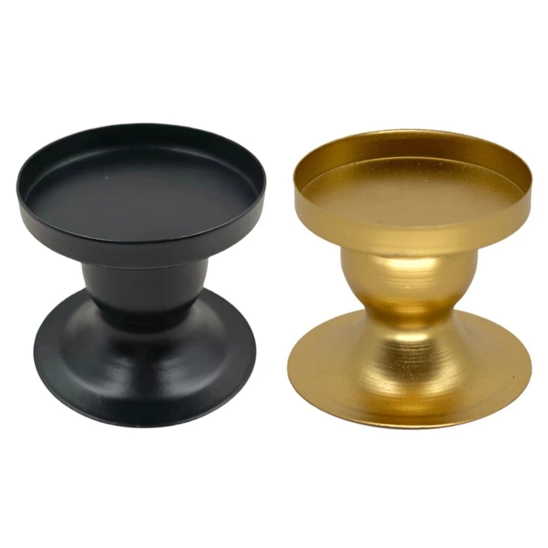 Practical Black/Gold Iron Candlesticks Pillars Candlesticks Holder Decorative Round Stand Home Dropshipping