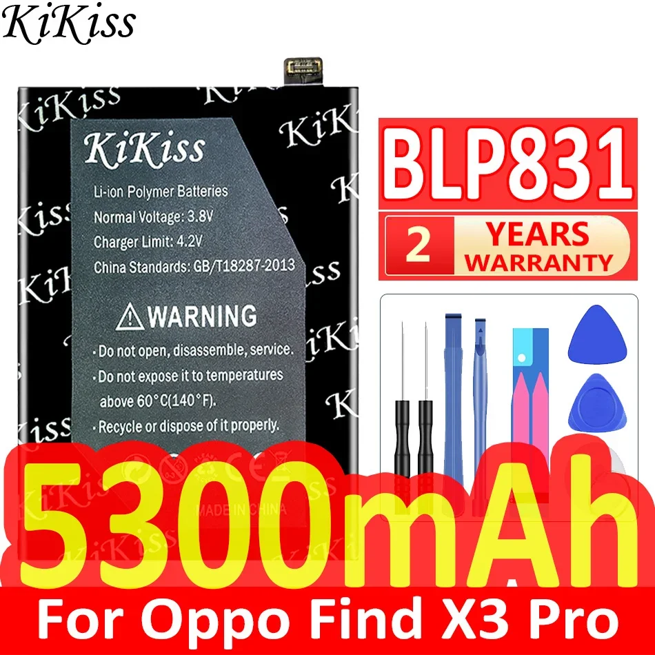 

5300mAh KiKiss Powerful Battery BLP831 For Oppo Find X3 Pro x3pro CPH2173 PEEM00