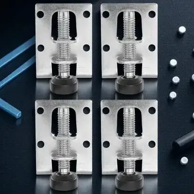 4 Pcs Heavy Duty Adjustable Furniture Feet Levelers Silver Color for Wardrobe Cabinet Stability Repair Solution