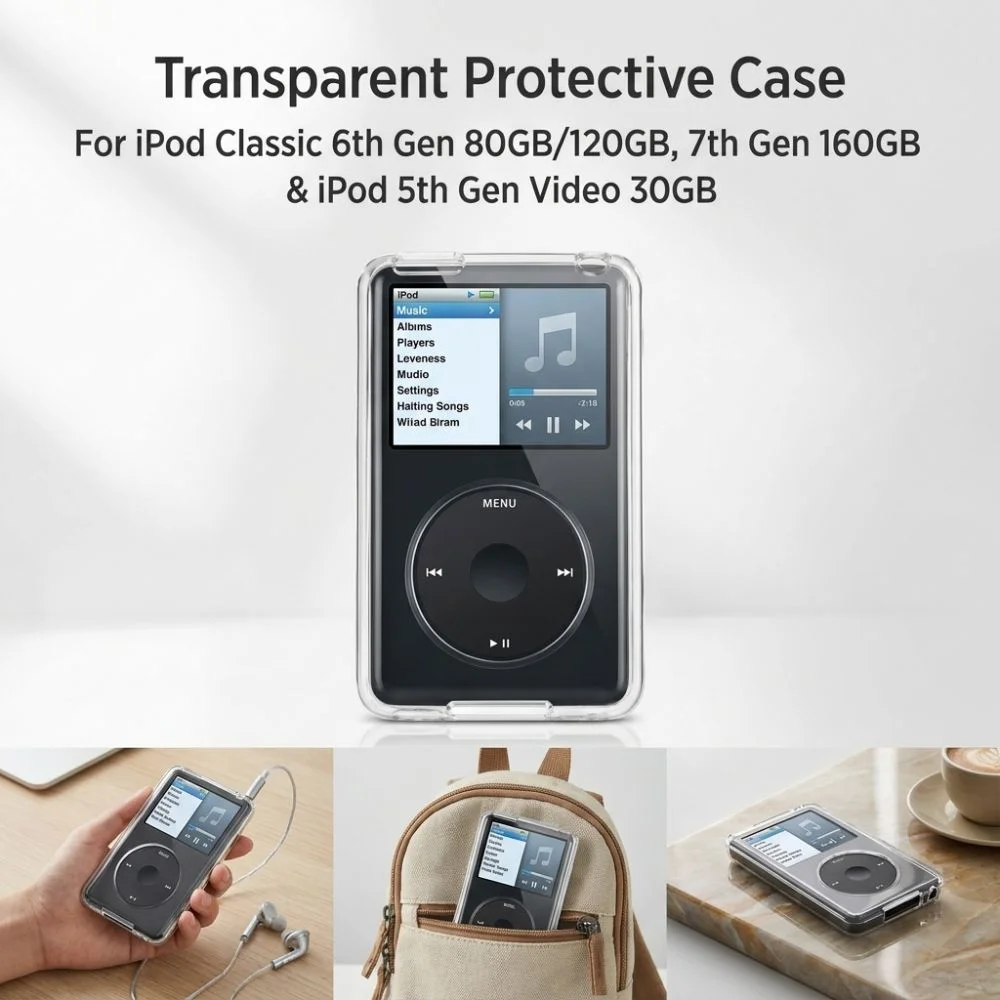 Transparent For IPod Classic Protective Case for iPod Classic 6th Gen 80GB/120GB,7th Gen 160GB & iPod 5th Gen Video 30GB
