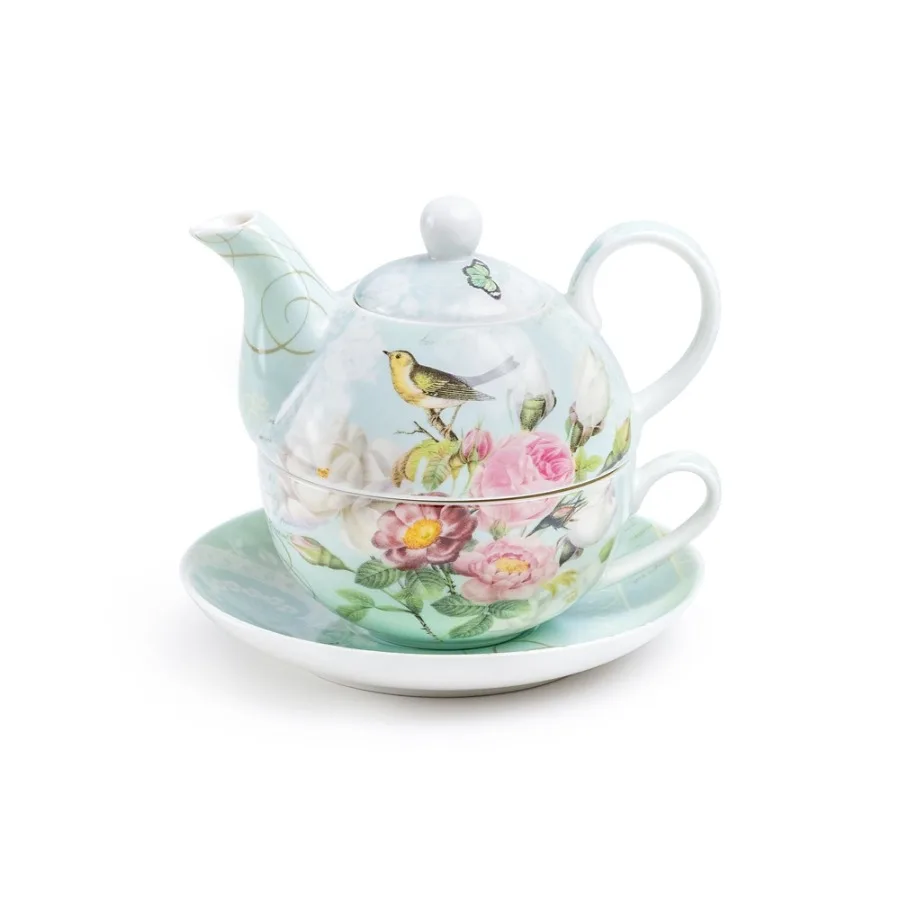 

Grace Teaware Robin's Rose Garden Fine Porcelain Tea For One Set
