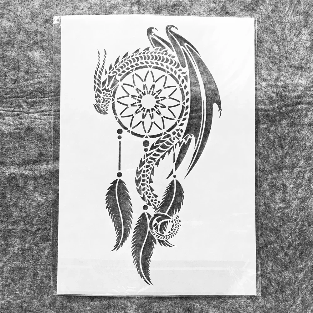 A4 29cm Mandala Dragon Wheel Tassel DIY Layering Stencils Wall Painting Scrapbook Coloring Embossing Album Decorative Template