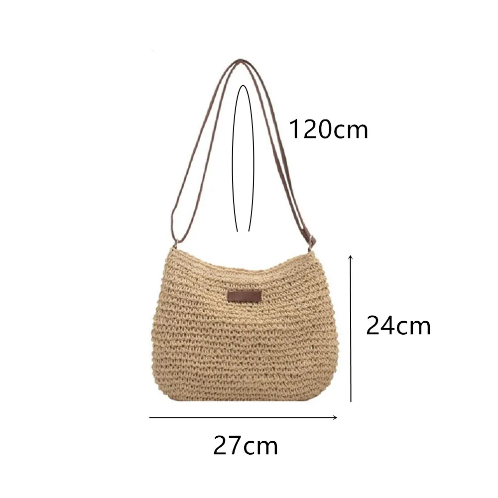 Ladies Summer Straw Woven Crossbody Bag Women Beach Holiday Shopping Woven Shoulder Handbag Messenger Purses for Women Bags