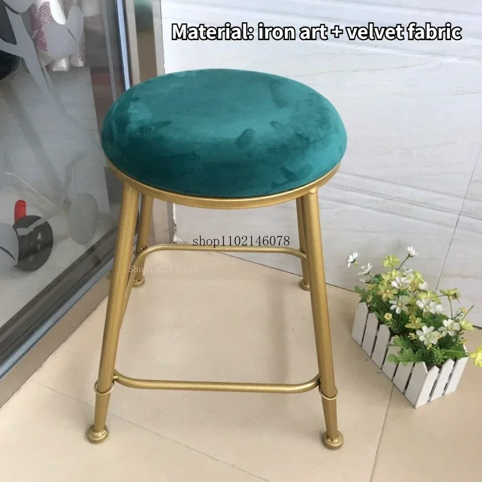 Modern Minimalist Small Round Vanity Stool Multi-use Dressing Chair Ottoman for Bedroom Living Room Nail Salon Ideal as a Makeup