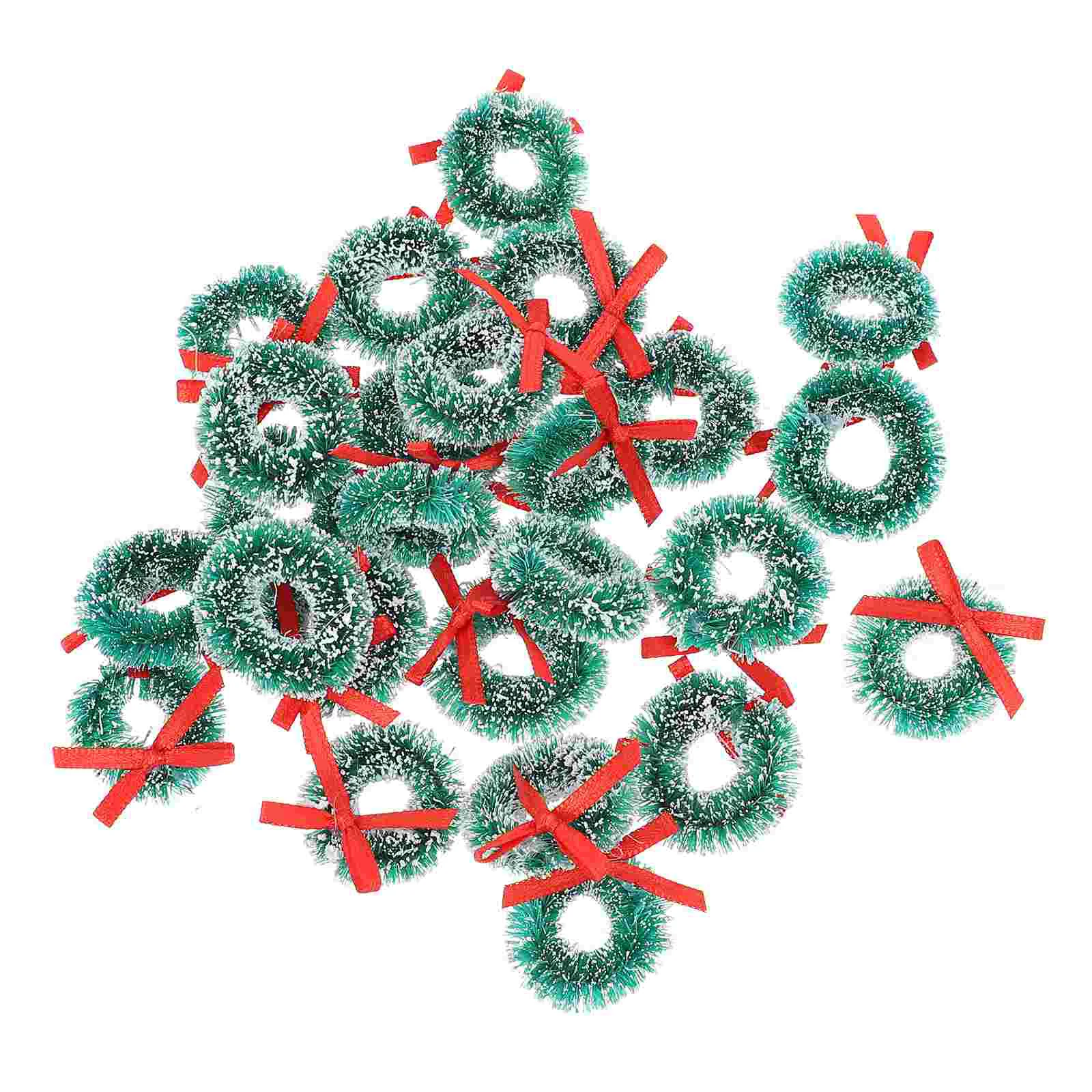 24 Pcs Christmas Wreath Hanging Ornament Miniature Landscape Decoration Fairy Accessories Party Sisal Silk Adornment Wreaths