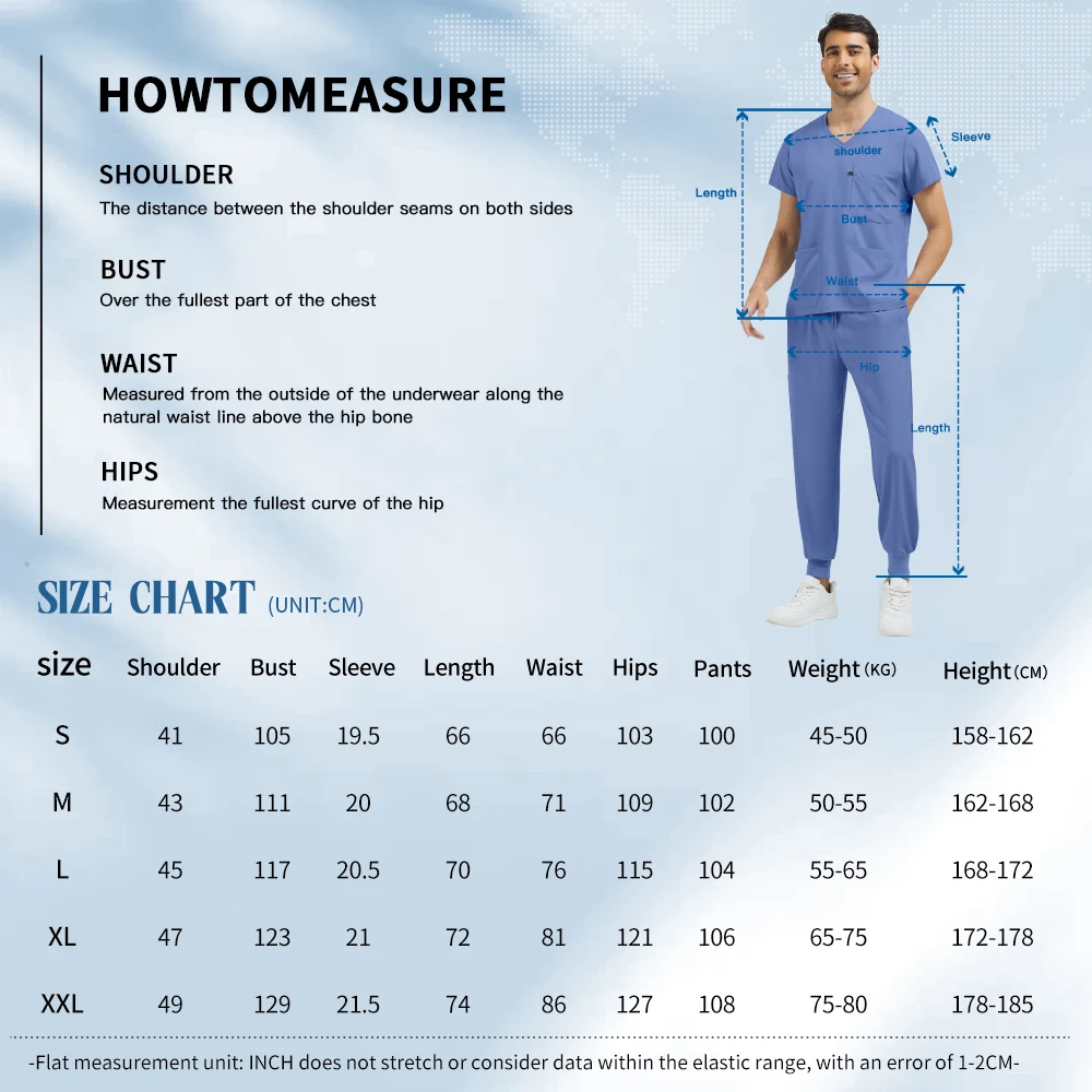 Niaahinn Scrubs-Set, medizinische Uniformen, Stretch-Oberteile und Taschenhosen, Anzüge, Krankenschwesteruniform, Arztchirurgie-Overalls, Schönheitssalon, Arbeitskleidung