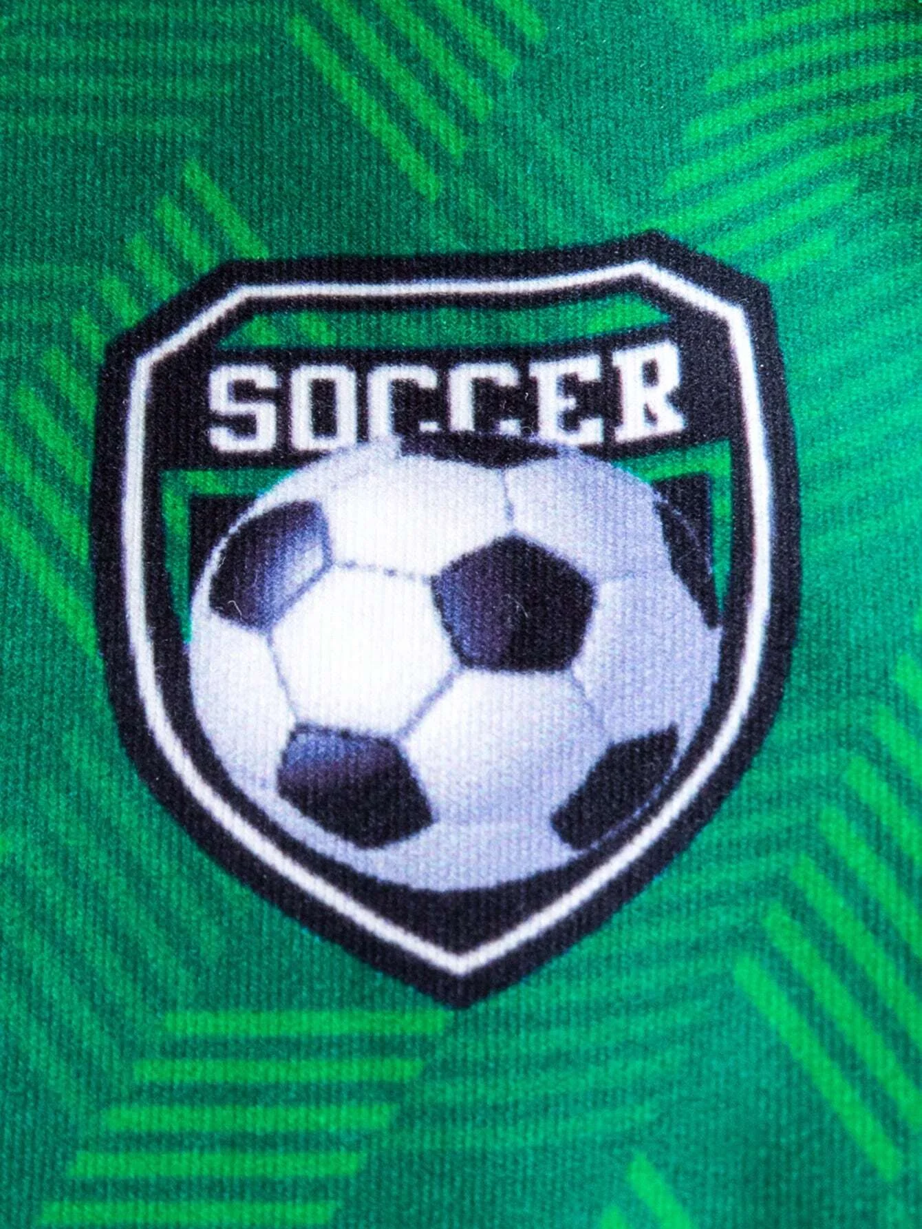 green 3D football round neck T-shirt and shorts football fan set short sleeved summer sports polyester children\'s birthday gift