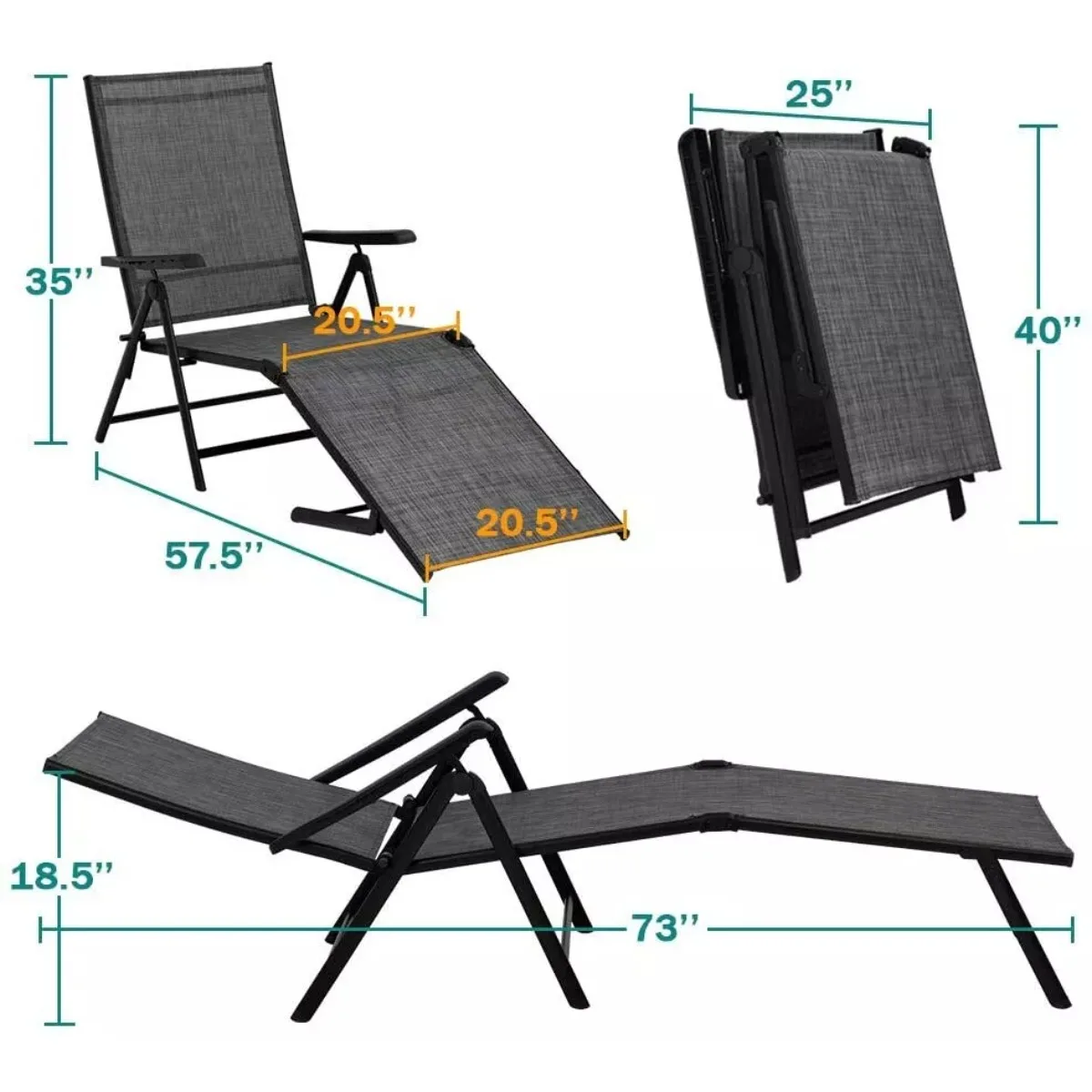 Deck chairs Deck chairs are adjustable in grey