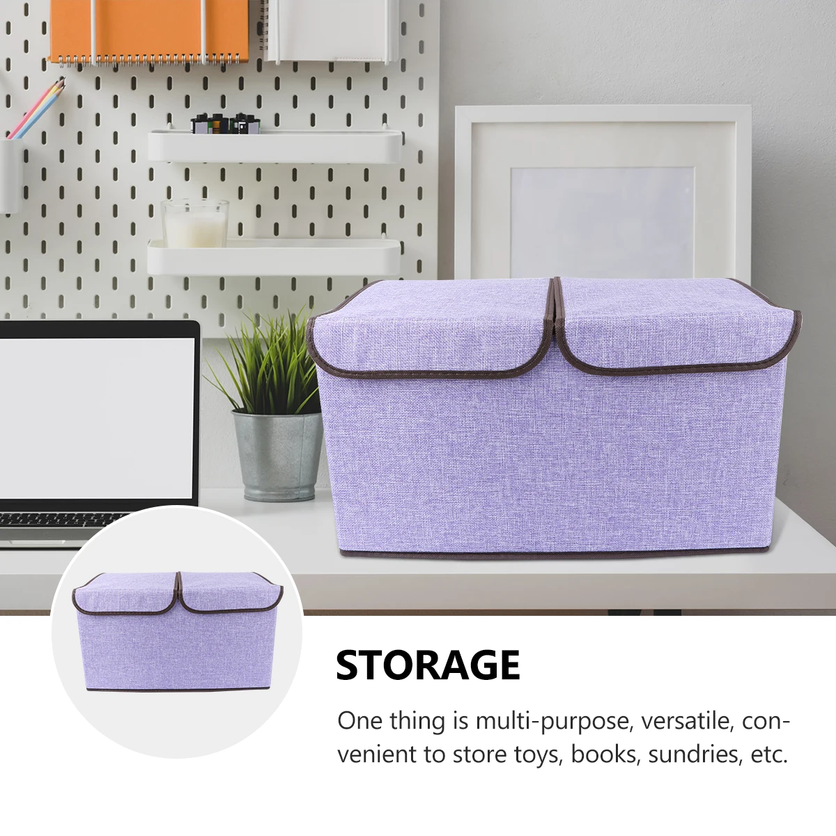 

Cotton Storage Box Bin ganizer Foldable Wardrobe Double Lids Practical Long Term Use Personalized Design Two Dividers
