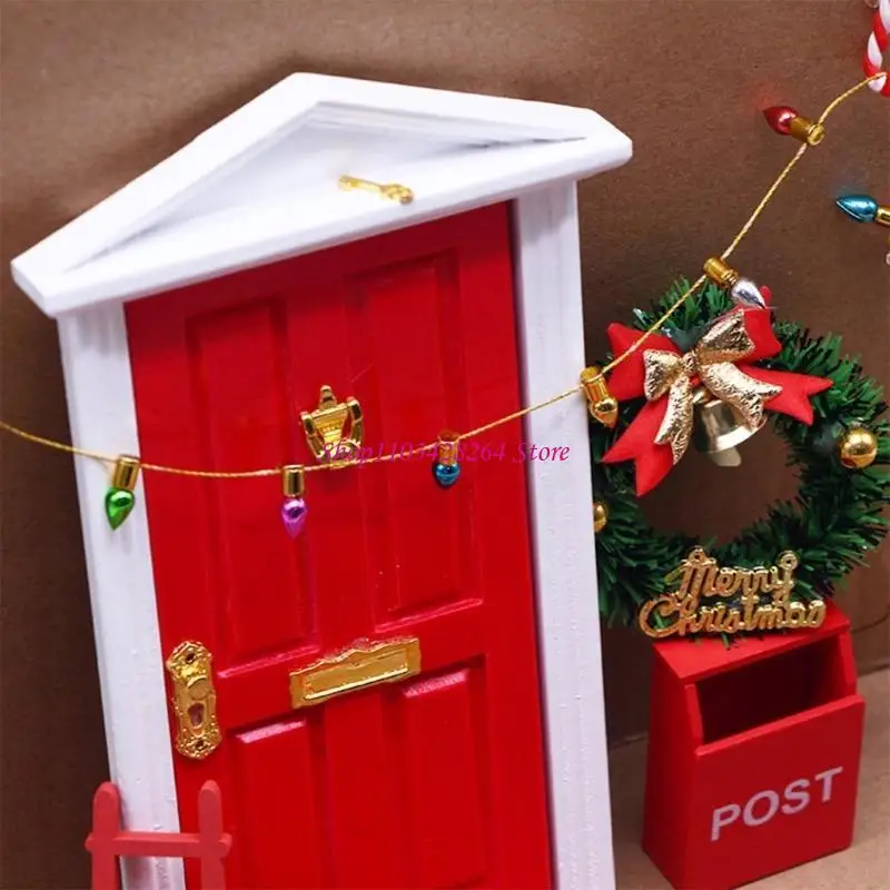 

11Pcs/lot Mini Door Kits, Miniature Dollhouse Decoration Set for Kids Red Christmas Ornament Decors Holiday Accessories