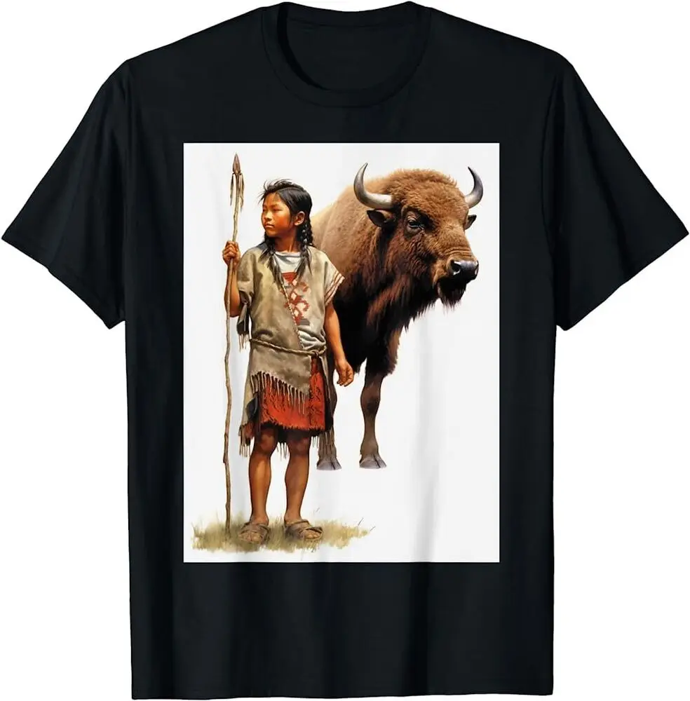 Wakan Bison Sioux Boy Buffalo Indigenous Brwon T-Shirt Anime Graphic T-shirts Y2K Tops New Arrival Unisex Summer