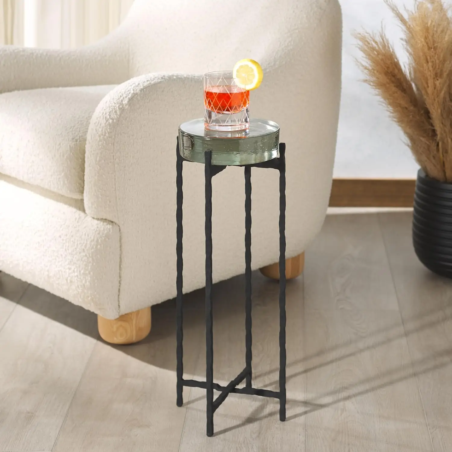 Couture Collection Kathaleen Black/Clear Cast Glass Drink Table