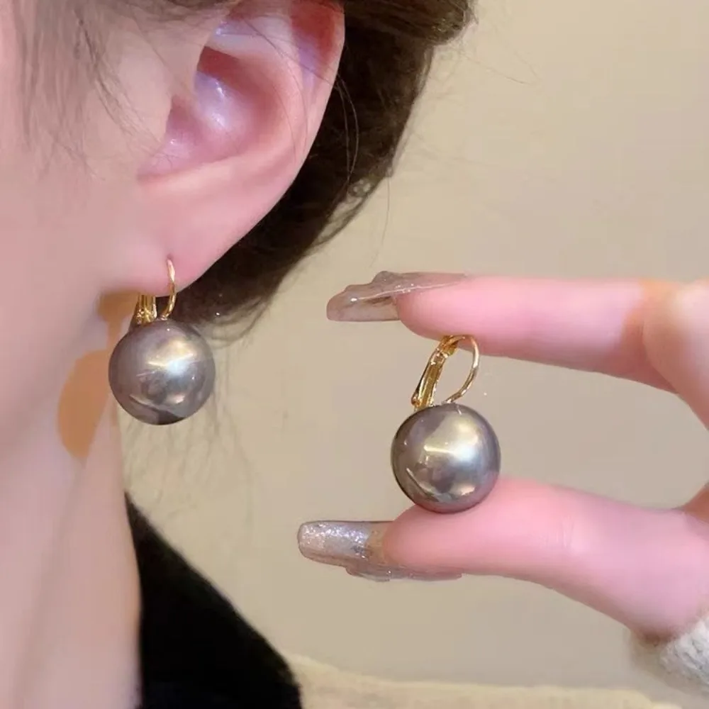 Pendientes de Aro con Colgante de Perlas Grandes y Brillantes de Gran Volumen para Mujer, Novia, Banquete, Joyería Retro Encantadora, Regalos
