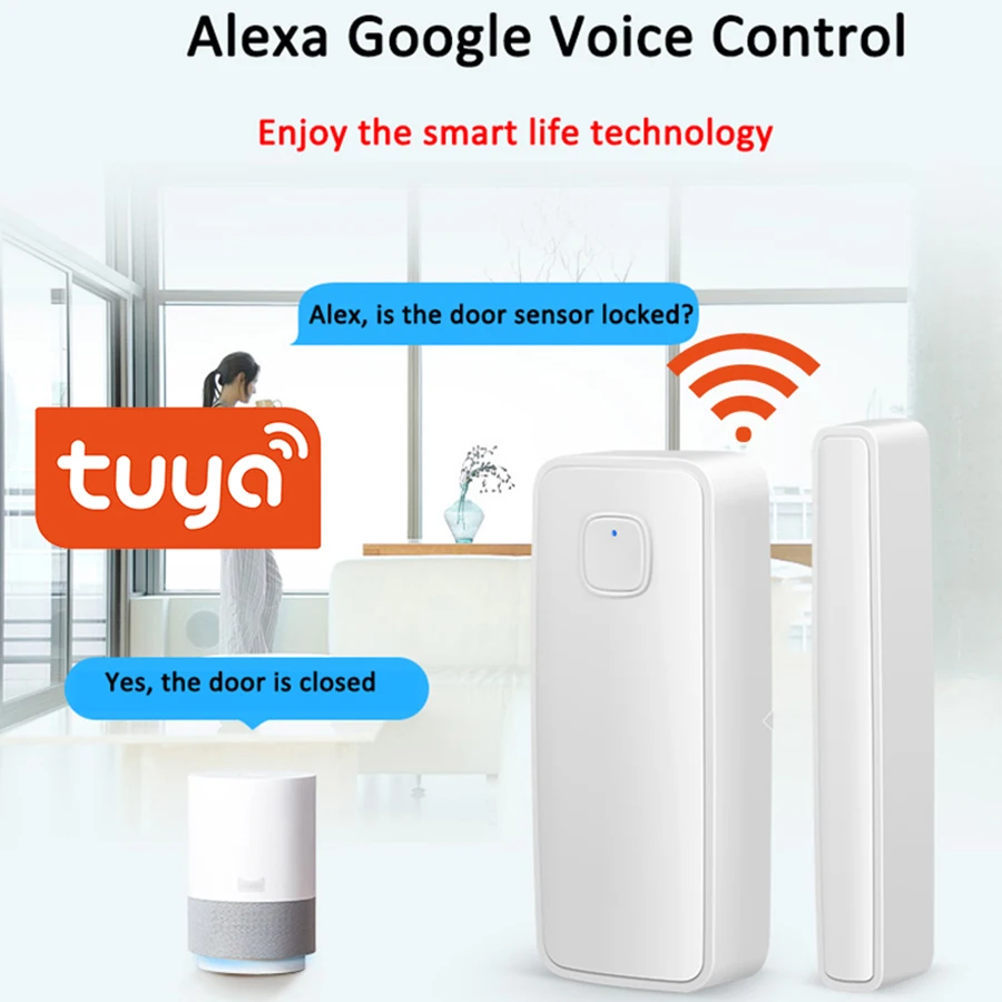 Tuya APP Wireless WIFI Door Contact For Home Security Alarm System Door Alarm Sensor Detector