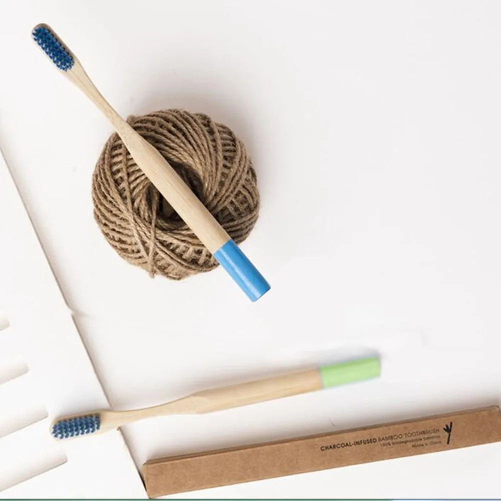 

6pcs Bamboo Handle Toothbrush Eco-Friendly Wooden Toothbrushes For Oral Health Anti-Slip Ergonomic Soft