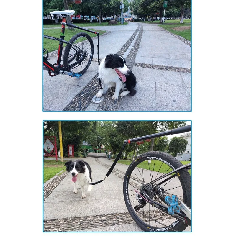 Bicycle Dog Leash Hands Free Bike Riding Elastic Buffer Shock Absorbing Pet Lead Safety Reflective Running