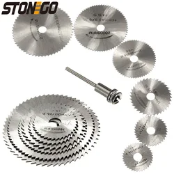 STONEGO 7Pcs Mini High Speed Steel Circular Saw Blades Set 22mm-50mm with 3.175mm/6.0mm Shank Mandrel for Rotary Tool