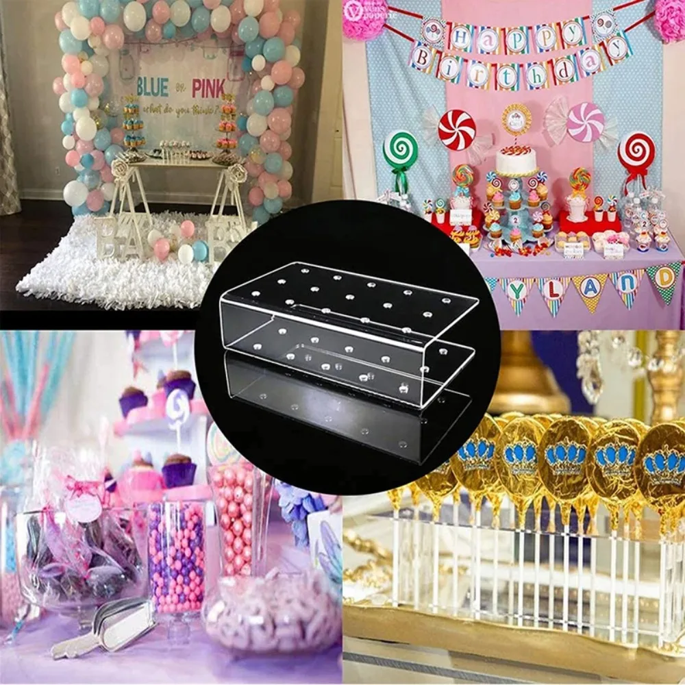 1/2pcs Acrylic Cake Pop Stand 15 Hole Candy Display Clear Candy Stand Baby Shower Wedding Party Birthday Dessert Placement