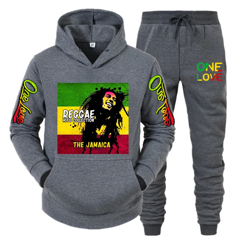 Ladies/Men\'s Hoodie Bob Marley Legend Reggae One Love Print Sweatshirt Winter Fashion Casual Top Long Sleeve+ Pants Suit Clothes