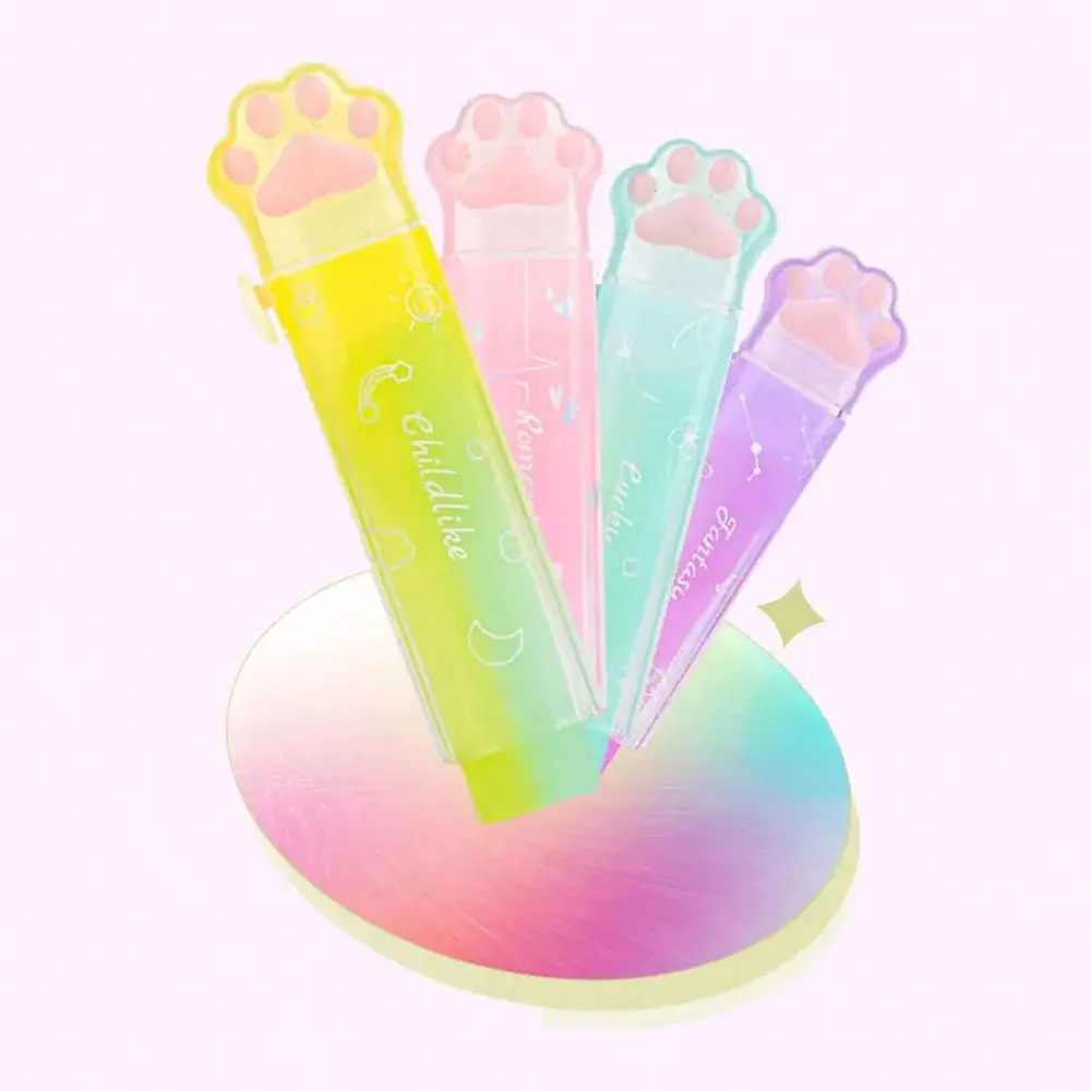 

4pcs gradient color cat claw eraser sliding retractable eraser jelly eraser push-pull eraser suitable for students writing